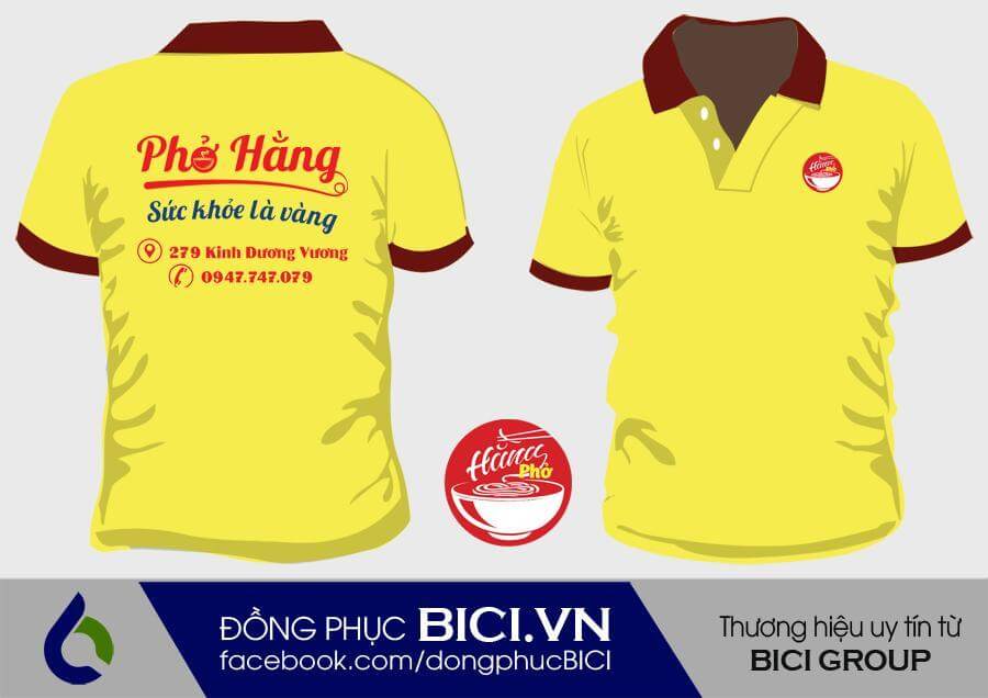 Mẫu áo đồng phục Phở Hằng màu vàng